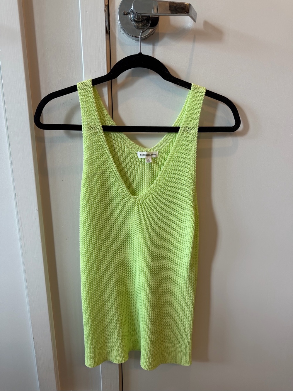 Newbury Kustom Neon Lime Open Knit V-Neck Tank Top